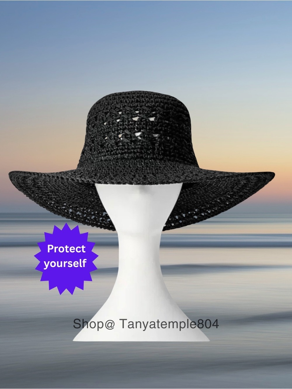 Time And Tru Women's Woven Summer Straw Hat Black